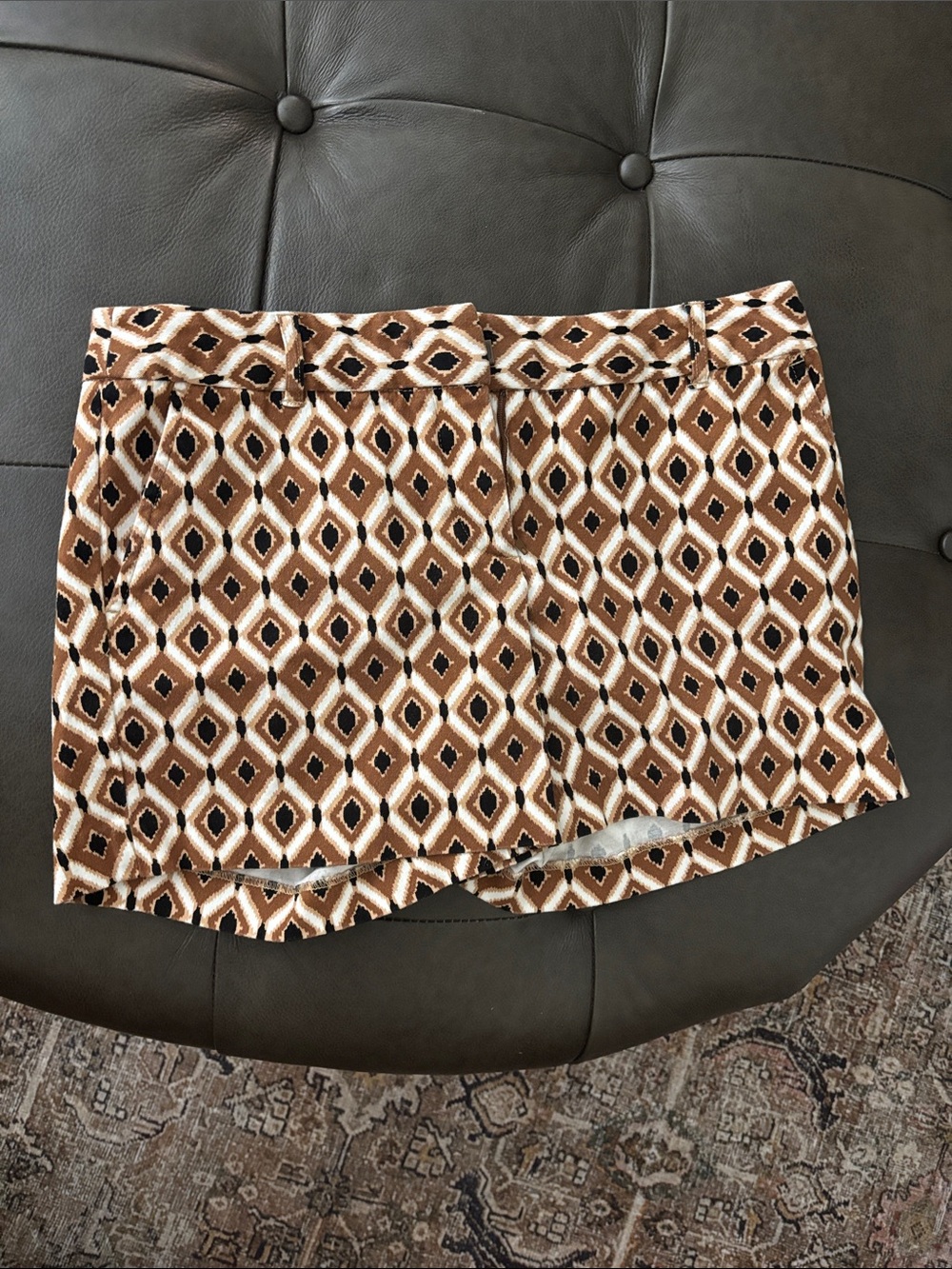 Willi Smith Brown & Cream Diamond Print Skort